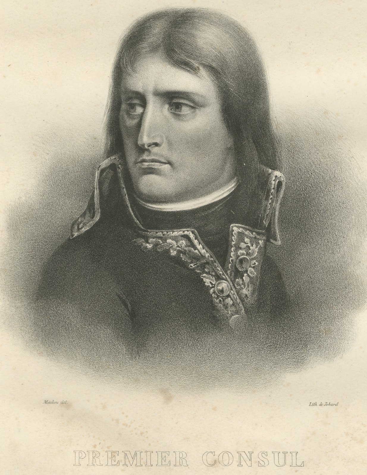 Napoleon as First Consul, Frontispiece Portrait, Antique Madou Lithograph, 1827