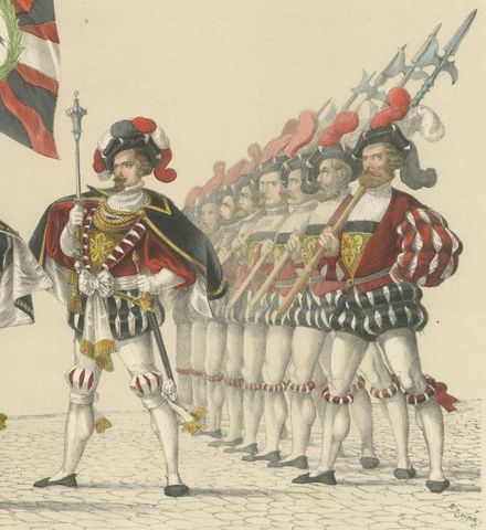 The Old Bernese Banners, A Splendid Procession of Knights & Honor Guards, 1855, close-up 1