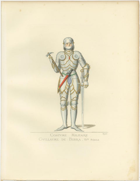 Antique Print of Guillaume de Bibra in Military Costume by Bonnard, 1860, view 3