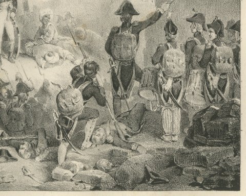 Siege of Acre, Napoleon Turns Back, Antique Madou Lithograph, 1827, close-up 3