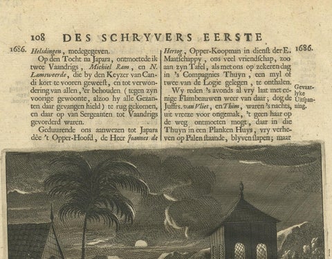Antique Print of Dutch Guards and a Tiger by Valentijn, 1726, view 3