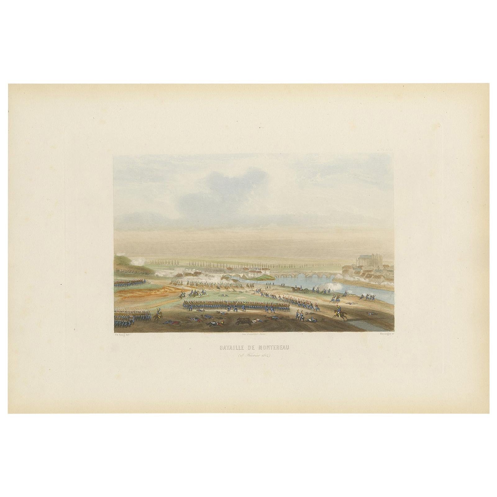 Antique Print of the Battle of Montereau 'circa 1860'