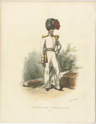 Officer of the Line: Old Print of a Military Official in the Papal Court , 1862, view 2