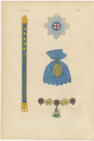 Great Britain, Order of the Garter Insignia, Plate XXXII, Wood Engraving, 1844, view 2