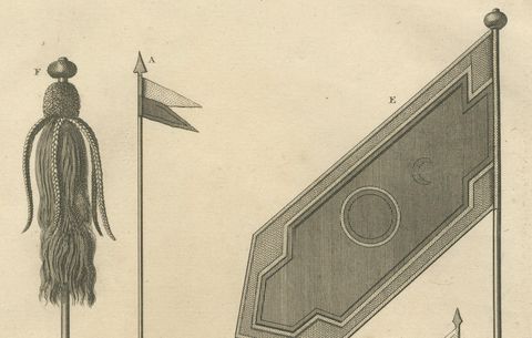 Ottoman Military & Ceremonial Standards, Engraving of Cavalry & Janissary Flags, close-up 2