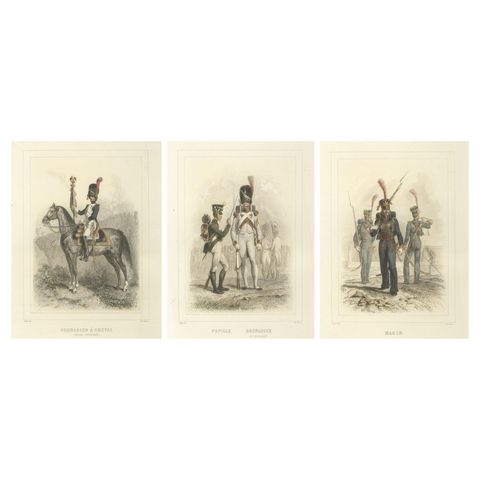 Napoleonic Guard Soldiers, Grenadier, Marine, and Standard Bearer, 1859