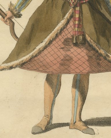 Habit of a Moscovian Officer in 1577 with Bow, Jefferys Costume Plate, 1757, close-up 2