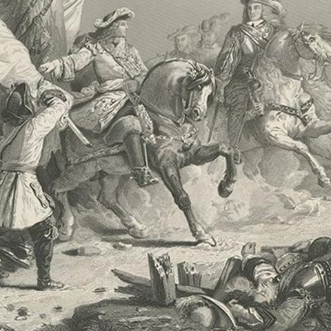 Antique Print of the Battle of Villaviciosa by Payne, circa 1850, close-up 2