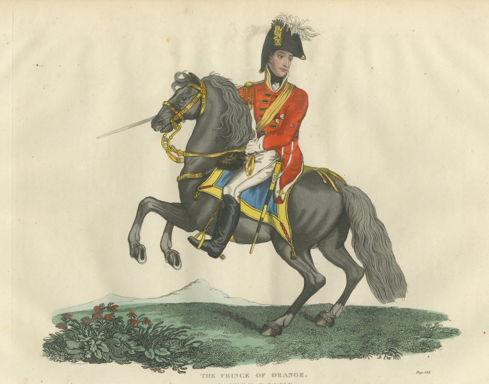 Prince of Orange on a Rearing Dark Gray Charger, circa 1815