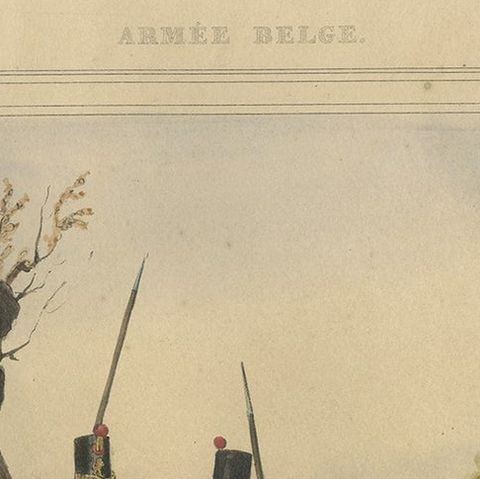 Decorative Print of the Belgium Army with Ambulance Troops in the Field, 1833, close-up 1