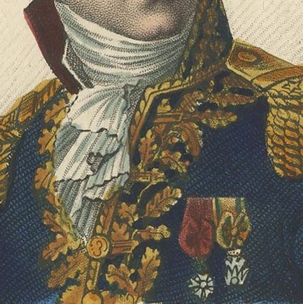 Antique Portrait of French General Honoré Vial by Tardieu, ca.1820, close-up 1