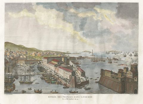 Entry of French Troops into Livorno 1796, Napoleonic Era Port Scene, 1808, close-up 2