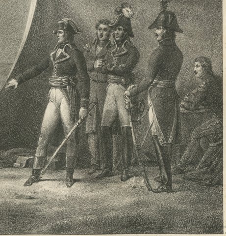 Bonaparte at Lonato, Eight Minutes, Antique Madou Lithograph, 1827, close-up 2