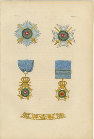 Hanover, Royal Guelphic Order Insignia, Plate XXXVIII, Wood Engraving, 1844, view 2