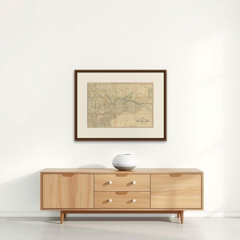 Philips Map of the Seat of War 1854, Black Sea, Turkey & Russia Antique Map, shown framed on a wall