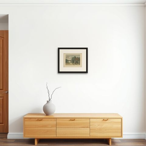 Antique Print of a Kampong Guard in Batavia by M.T.H. Perelaer, 1888, shown framed on a wall