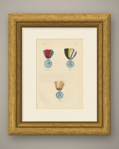 Hanover, Civil and Military Medals, Plate XL bis, Wood Engraving, 1844, shown framed