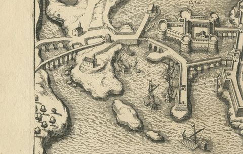 Bird’s-Eye View Map of Gallipoli: Fortified Ionian Gem by Mattheus Merian, 1688, close-up 2