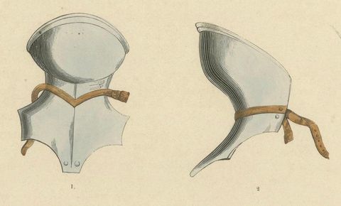 Armaments of Yore: A Study of Medieval Helmets and Armor, 1845, close-up 2