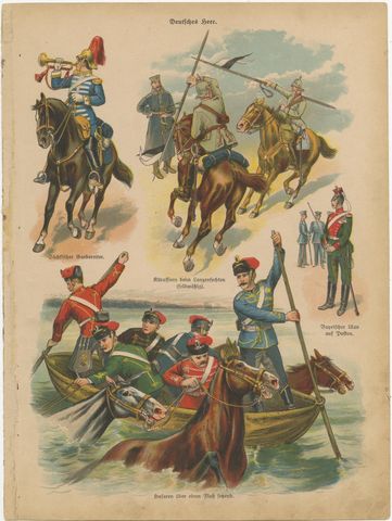 German & Austro-Hungarian Military Uniforms, Cavalry, Infantry, Artillery, 1890, view 2