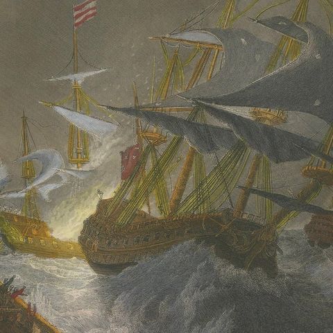 Battle in the North Sea at Calais after Théodore Gudin, c.1845, close-up 4