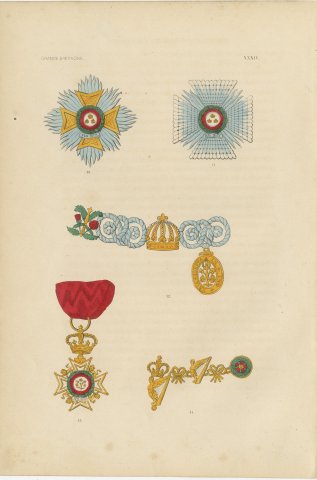 Great Britain, Order of the Bath Insignia, Plate XXXIV, Wood Engraving, 1844, view 2