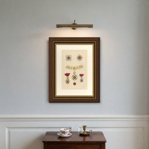 Orders of Belgium, Order of Leopold Stars, Badges and Collar, Plate XIV, 1844, shown framed on a wall
