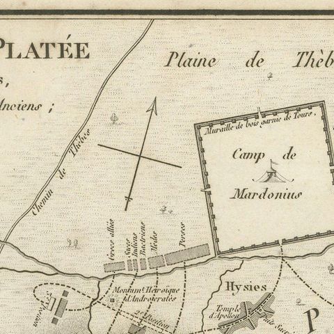 Battle of Plataea Ancient Greece Military Map by Ambroise Tardieu, 1825, close-up 3