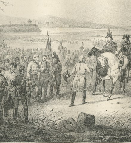 The Capitulation of Mantua, Marshal Wurmser, Antique Madou Lithograph, 1827, close-up 3