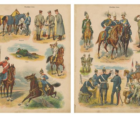 German & Austro-Hungarian Army Uniforms, Cavalry, Infantry & Officers, c.1890, close-up 1