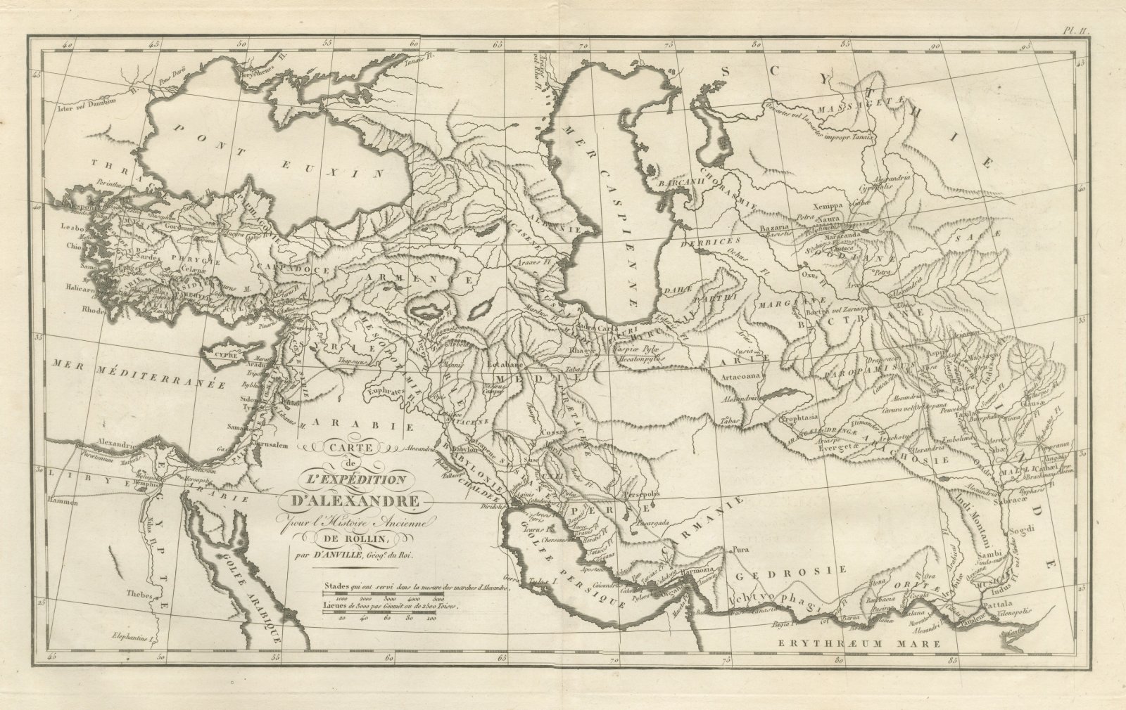Alexander the Great's Expedition to the Indus, d'Anville Map, 1818
