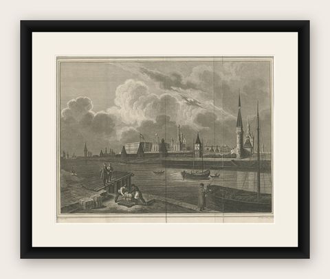 View of the Moscow Kremlin, a Fortified Complex in the Russian Capital, 1838, shown framed