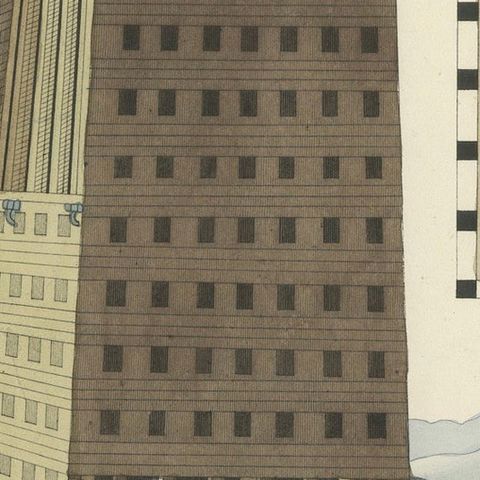 19th-Century Detailed Hand-Coloured Lithograph of a Large Medieval Siege Tower, close-up 4