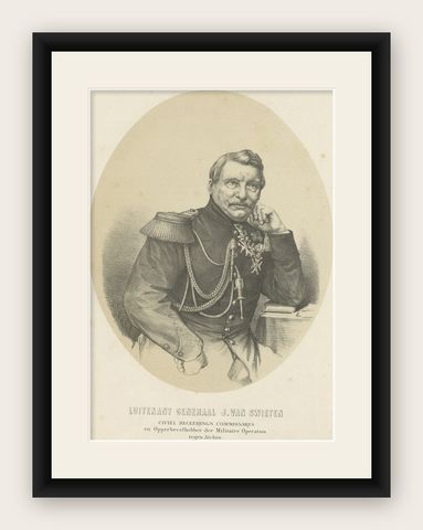 Antique Portrait of a Dutch Officer Named Jan Van Swieten 1874, shown framed