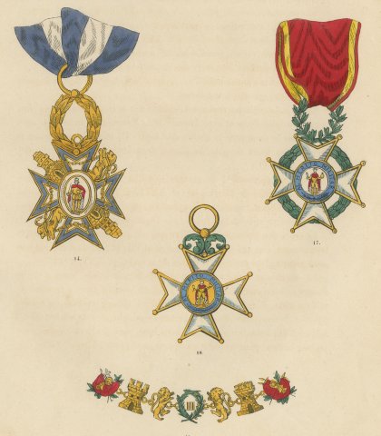 Orders of Spain, Al Mérito Militar Crosses and Collar, Plate XXVI, 1844, close-up 2