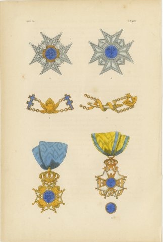 Sweden, Orders of the Seraphim and of the Sword, Plate LXXIX, 1844, view 2