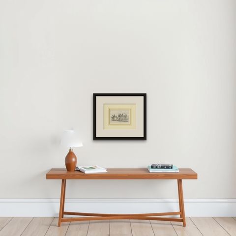 Antique Print of the Swedish Infantry, C.1870, shown framed on a wall