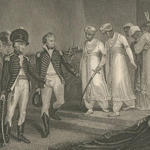 Antique India Print, Tipu Sultan Sons Surrender, Mysore War, c.1850, close-up 4