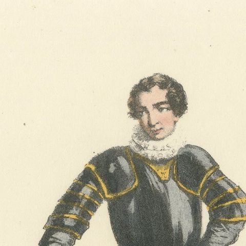 Timeless Authority: Handcolored Print of a Swiss Guard Officer, Plate 39, 1862, close-up 1
