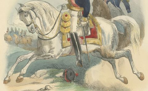 Napoleonic General of Division on Horseback, Bellangé, Military Print, 1843, close-up 2