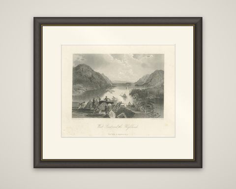West Point and the Highlands, Hudson River Military View, 1869 Engraving, shown framed