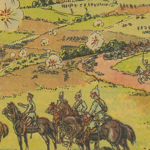Battle of Metz 1914 Color Lithograph Print, WWI Historical Scene, close-up 4