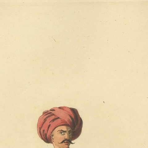 Antique Print of Mameluke of Egypt, the Military Costume of Turkey, 1818, close-up 1