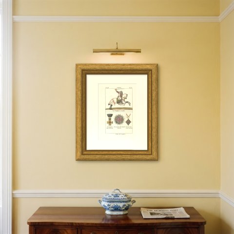 Knight Templar on Horseback and Badges of the Holy Sepulchre, 1842, shown framed on a wall