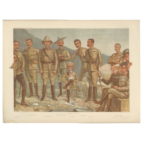 Vanity Fair Military Chromolithograph, Lord Roberts & Generals, Boer War, 1900