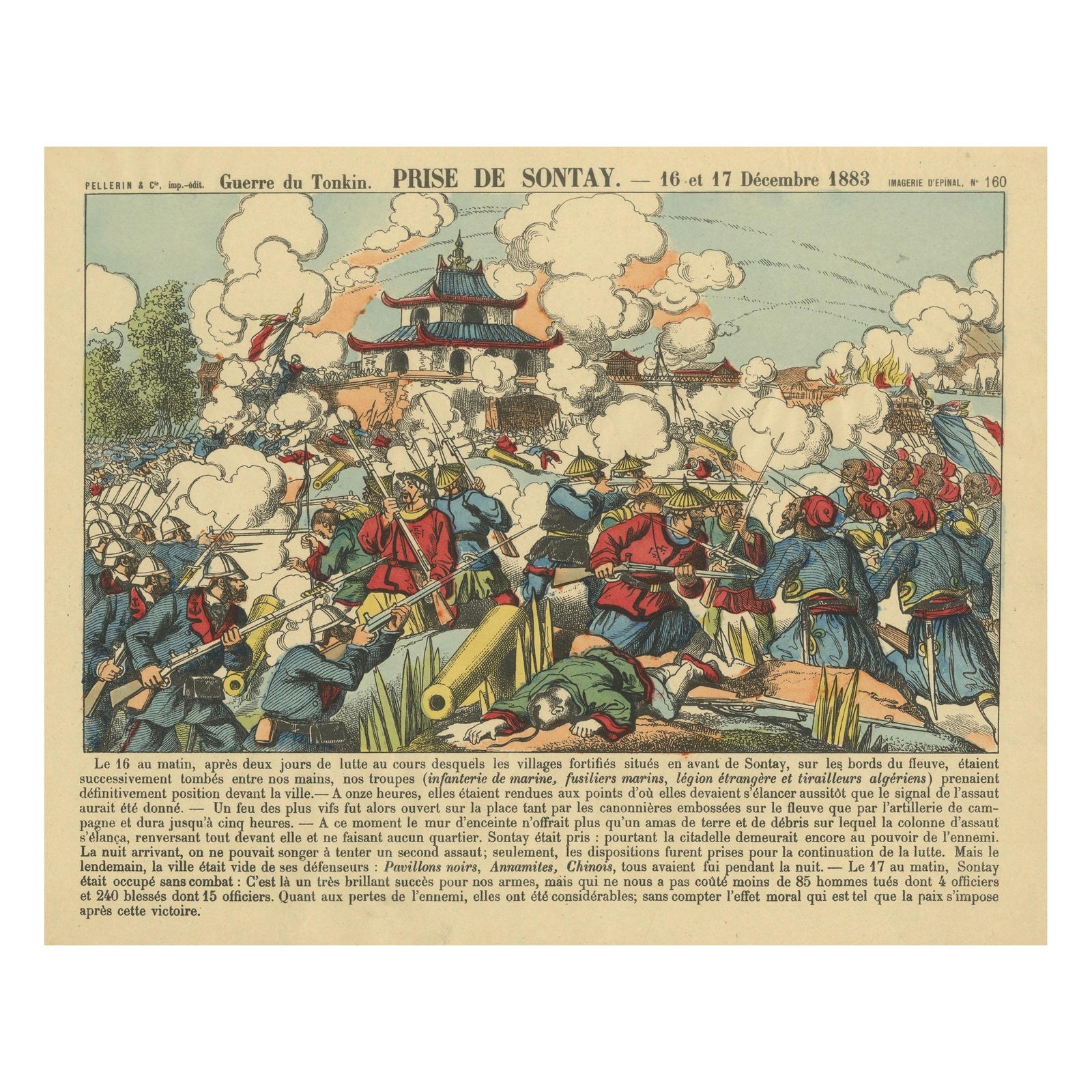 Prise de Sontay, an Épinal Print of a French Tonkin War Battle, 1883