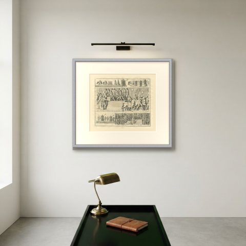Roman Camp Towers, Huts and Officers on a Tribunal, Trajan's Column, 1722, shown framed on a wall
