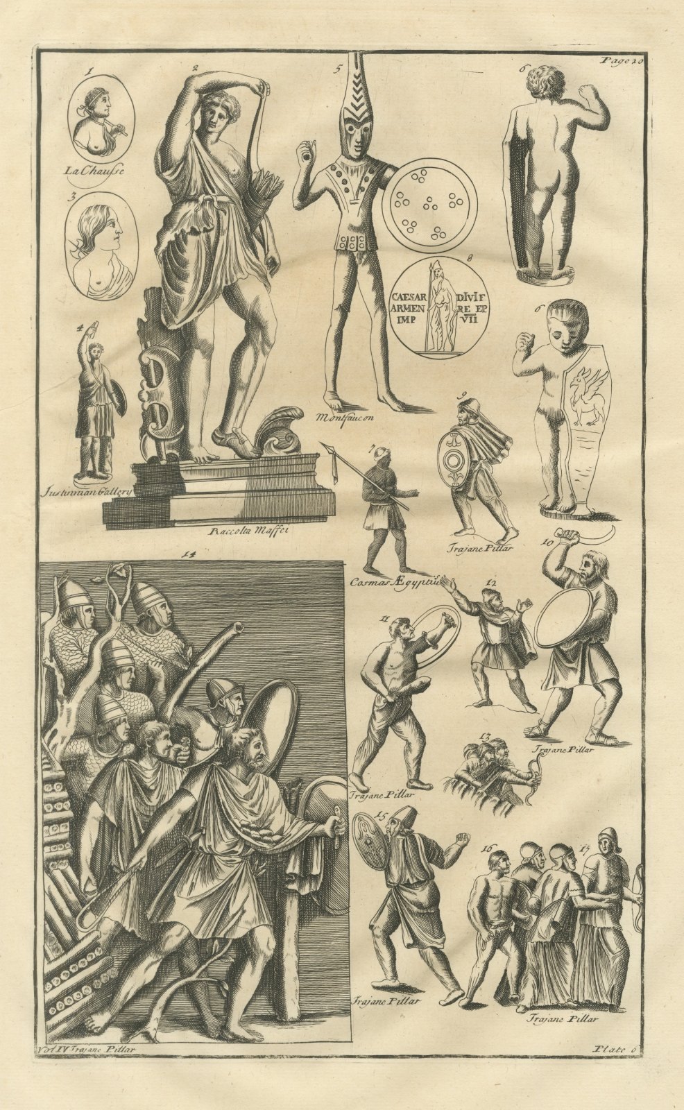 Archers, Slingers and Barbarian Warriors from Trajan's Column, 1722