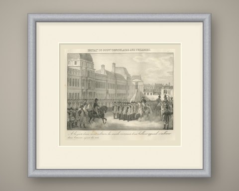 The Consuls Installed at the Tuileries, Paris, Antique Madou Lithograph, 1827, shown framed