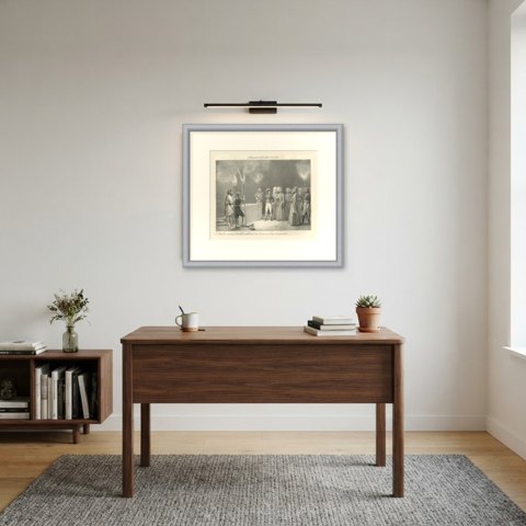 Inside the Great Pyramid of Giza, Egypt, Antique Madou Lithograph, 1827, shown framed in a room